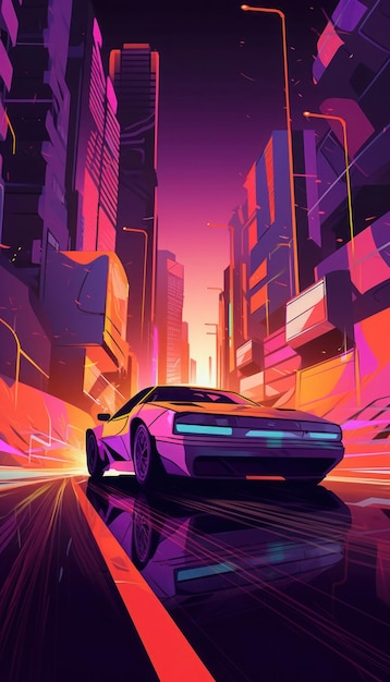 Um cartaz para um carro que diz 'speed racer' nele