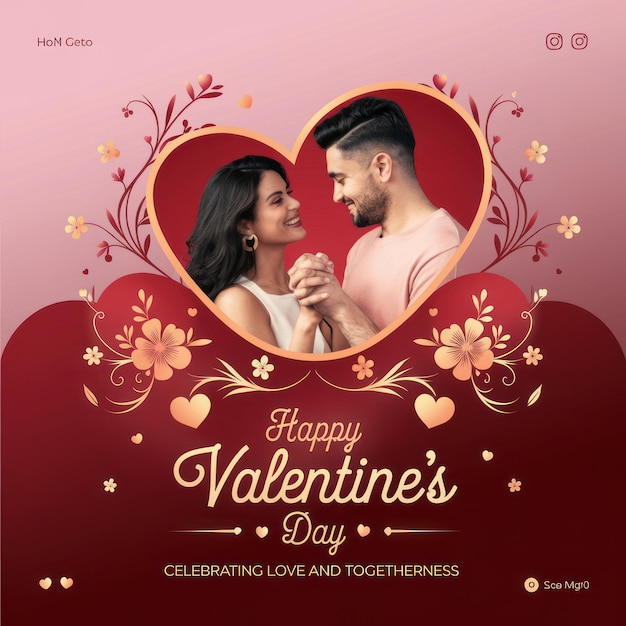 Um cartaz para um casal com um coração que diz " Dia dos Namorados "