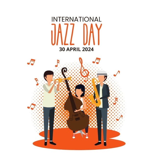 Um cartaz para um concerto que diz "Dia Internacional do Jazz"