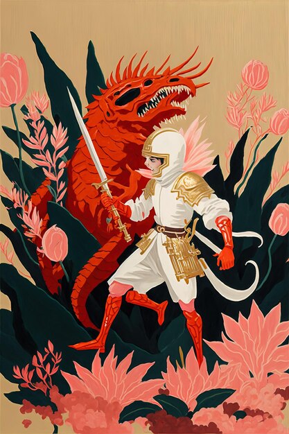 Foto um cartaz para um dragão e um dragão