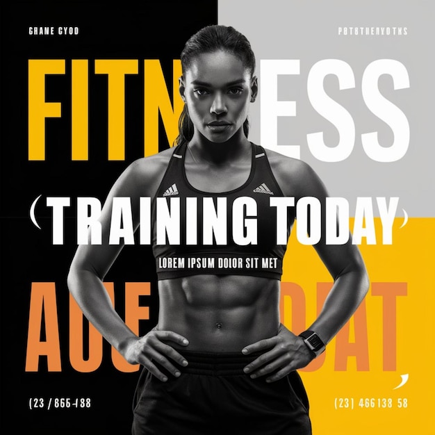 Foto um cartaz para um evento de fitness chamado fitness hoje