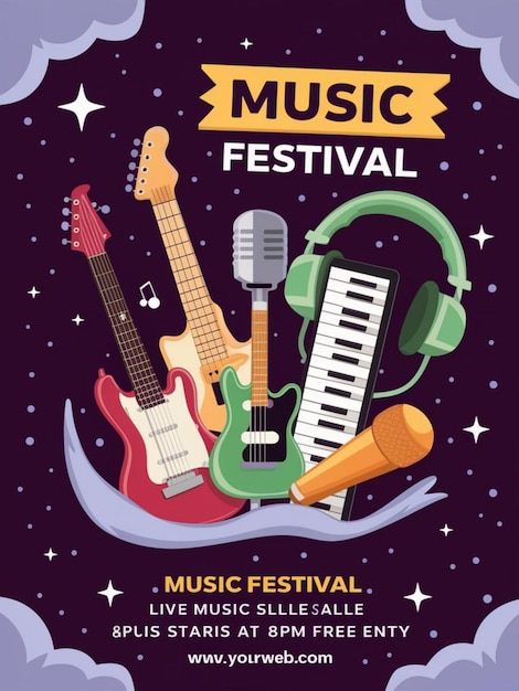 Foto um cartaz para um festival de música com música por festival de música