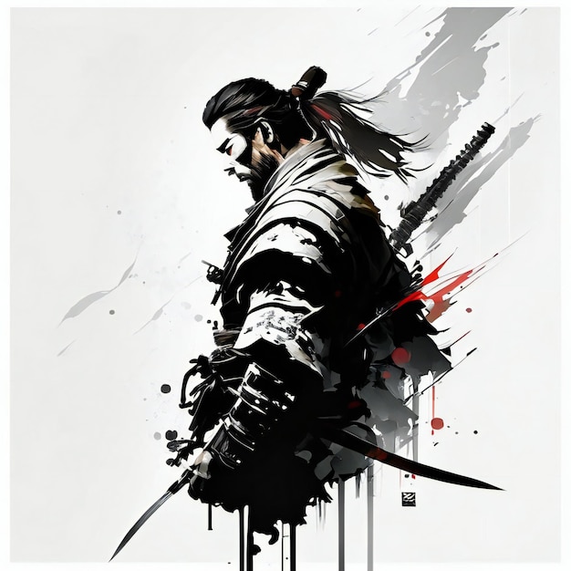 Foto um cartaz para um guerreiro com uma espada na mão