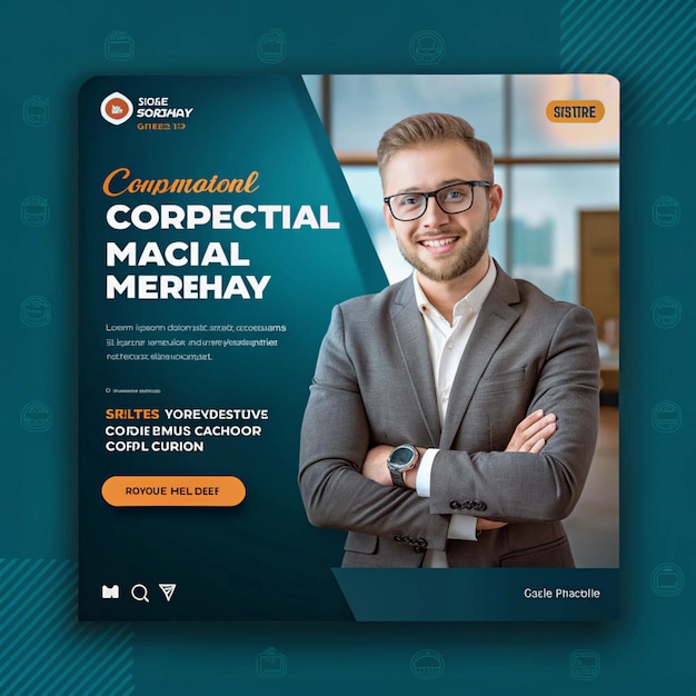 um cartaz para um homem com óculos e barba