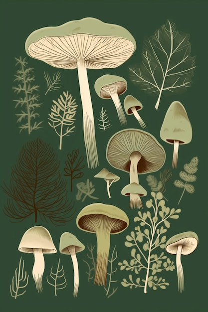 Um cartaz para um jardim de cogumelos