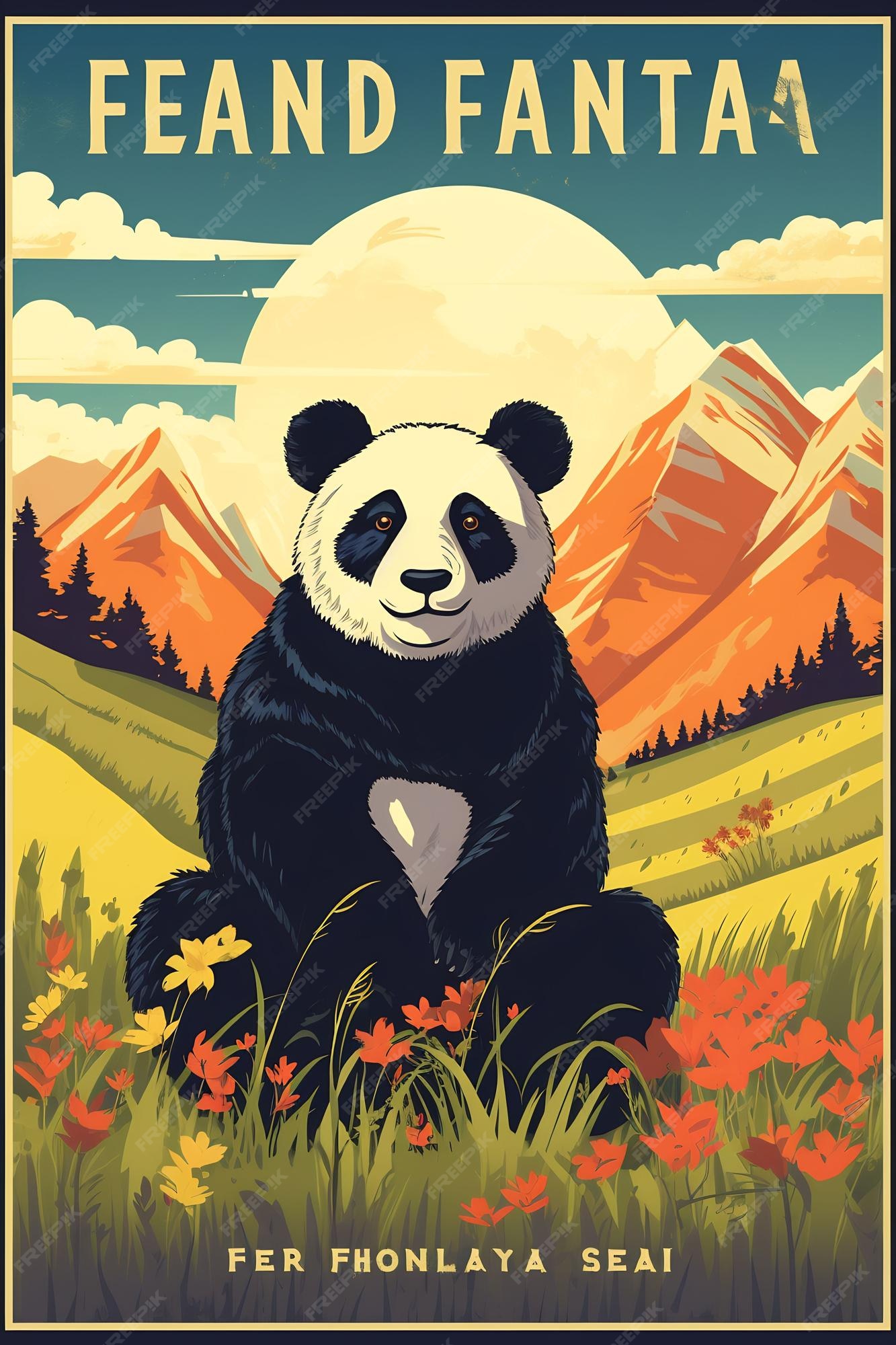 Caminhada Panda Dos Desenhos Animados. Arte Animal.