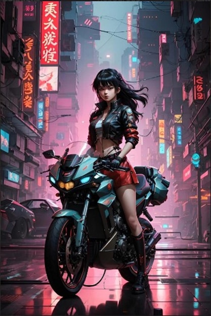 Foto um cartaz para um personagem de quadrinhos com uma motocicleta e um sinal para um restaurante