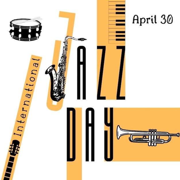 um cartaz para uma banda de jazz com um instrumento musical