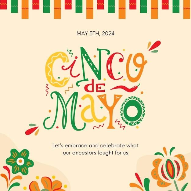 um cartaz para uma celebração com uma flor colorida e um fundo verde e amarelo