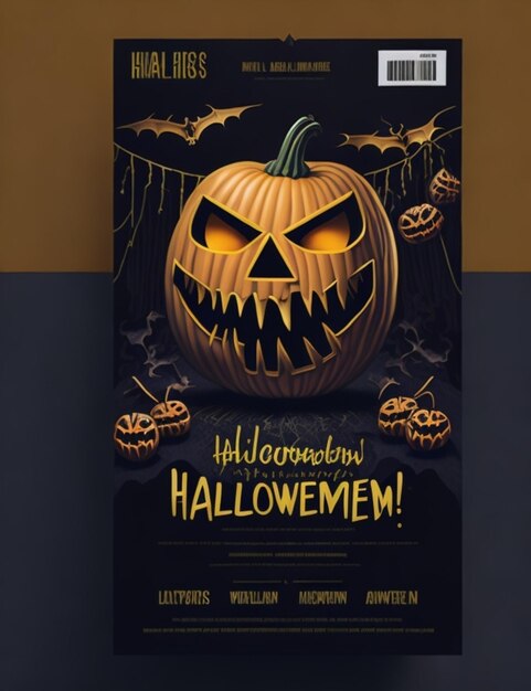 Foto um cartaz para uma festa de halloween com uma abóbora nele