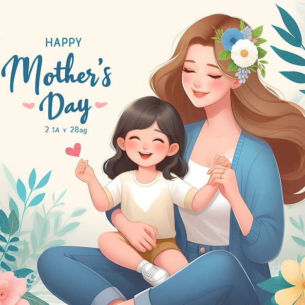 um cartaz para uma mãe e filha com as palavras feliz dia das mães