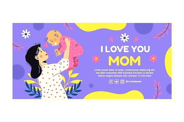um cartaz para uma mãe e seu bebê com as palavras eu te amo