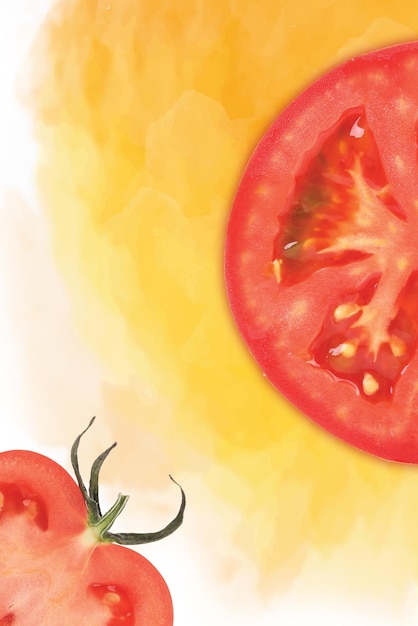 Um cartaz para uma planta de tomate com um tomate nele.