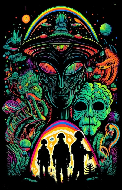 Design PNG E SVG De Cabeça De Alienígena Arredondada Com Traço Colorido  Para Camisetas