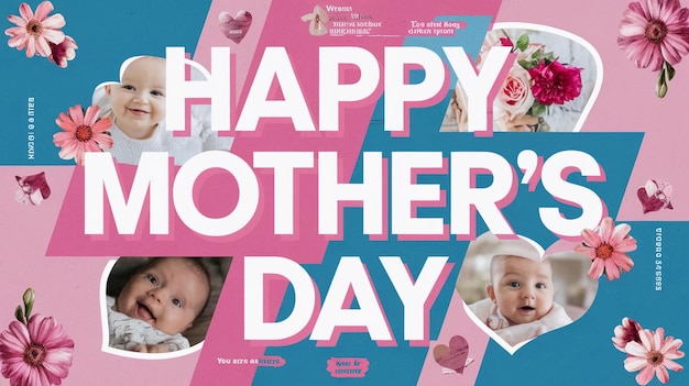 um cartaz que diz feliz dia das mães com um fundo rosa