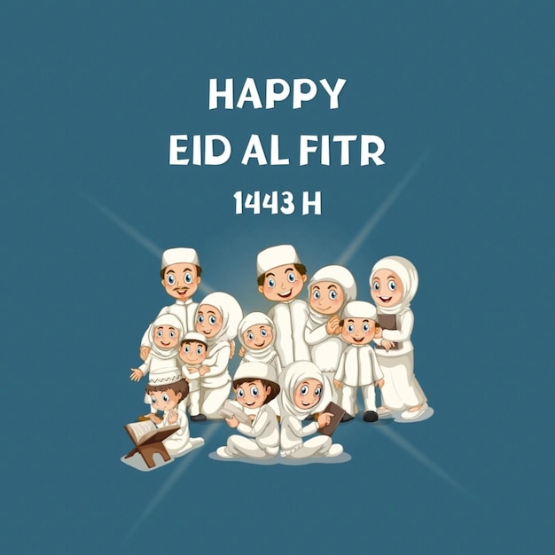 um cartaz que diz feliz Eid Al Fitr todo o dia nele