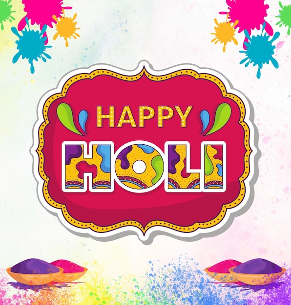 Um cartaz que diz Feliz Festival de cores Holi