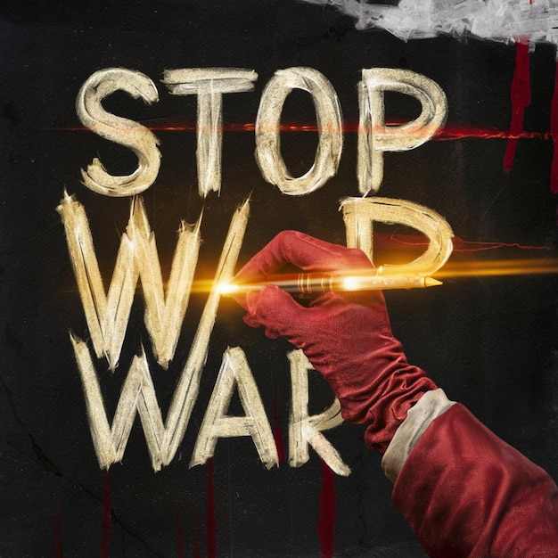 um cartaz que diz parar a guerra nele