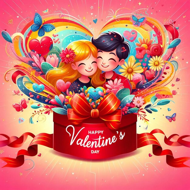 Um cartaz vibrante e comovente do Dia dos Namorados que captura a essência do amor.