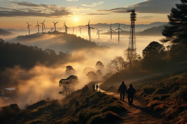 Um casal a caminhar pela estrada de terra.