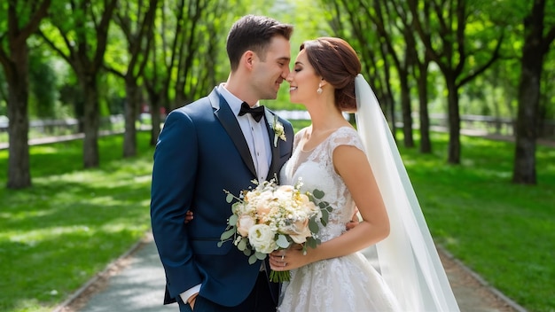 Um casal apaixonado a beijar-se e a sorrir.