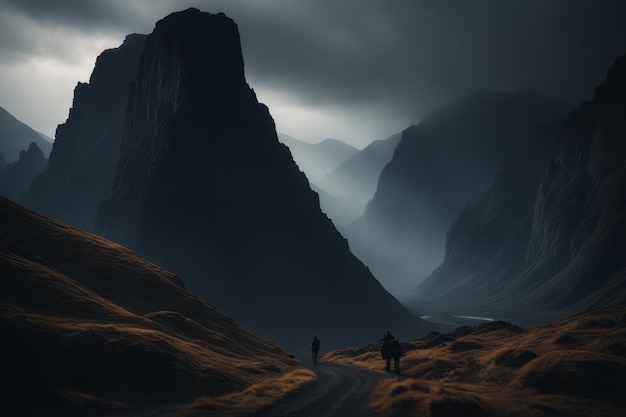 um casal apaixonado andando nas montanhasum casal apaixonado andando nas montanhasbela paisagem