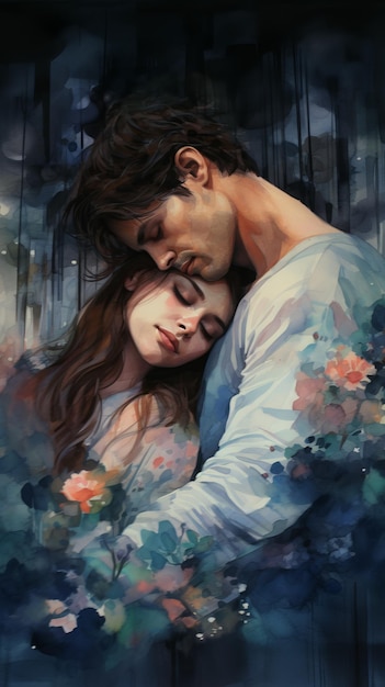 Um casal apaixonado por aquarelas