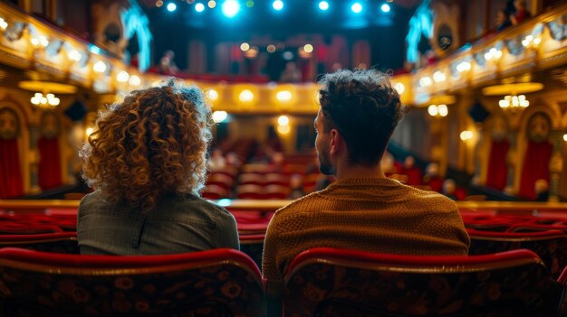 Foto um casal assistindo a uma apresentação teatral ao vivo