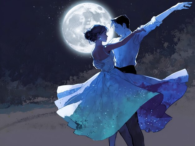 Foto um casal dançando sob a luz da lua dia internacional da dança