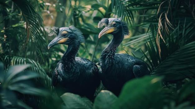 Um casal de duas aves dodo, espécies de aves extintas, um lembrete da importância da preservação da biodiversidade