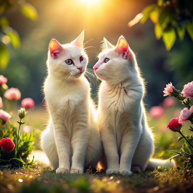 Foto um casal de gatos bonitos.