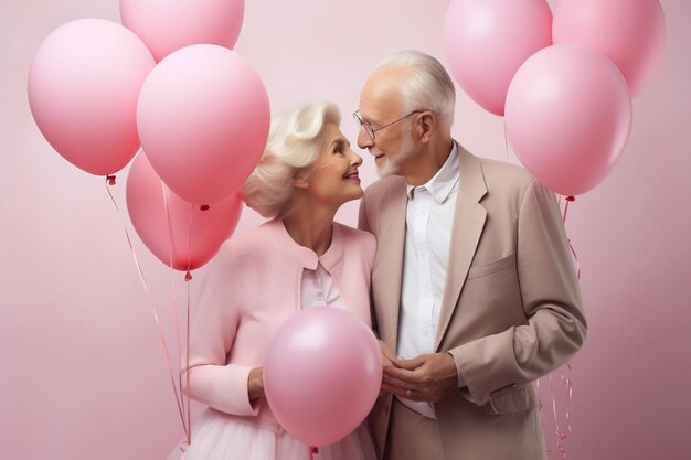 Um casal de idosos alegres e apaixonados IA generativa