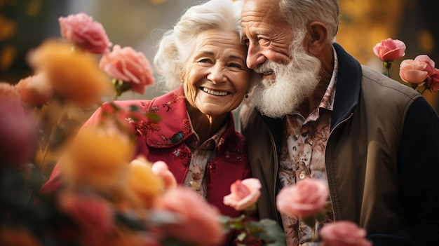 Um casal de idosos apaixonados.