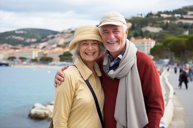 Um casal de idosos aventureiros embarcando-se em uma viagem memorável pela encantadora Riviera Francesa