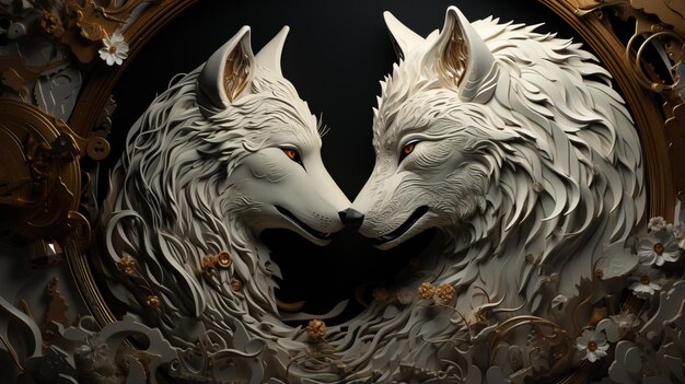 Foto um casal de lobos cinzentos mexicanos generative ai