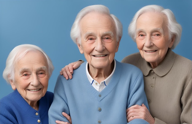 Um casal feliz de 100 anos a ter um bom amor um pelo outro.