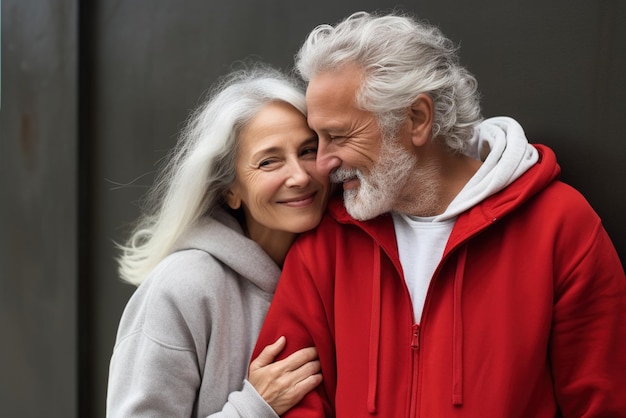 Um casal feliz e apaixonado.