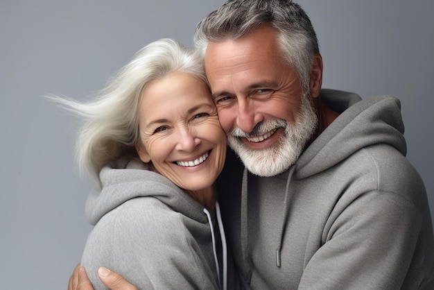 Um casal idoso feliz e apaixonado.