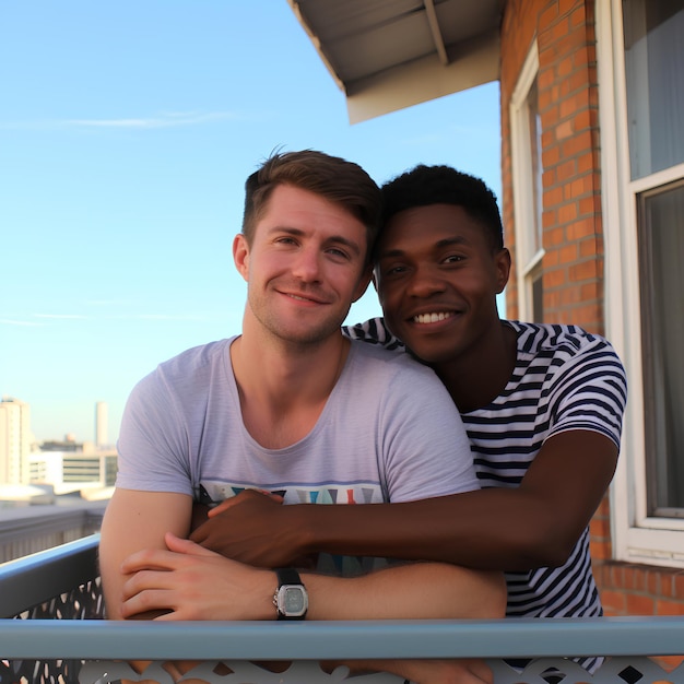 Um casal interracial gay australiano
