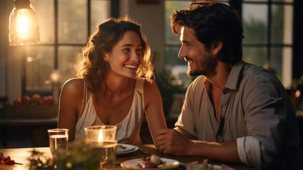 Um casal na cozinha.