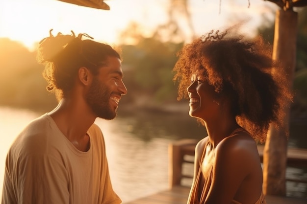 Um casal preto apaixonado.