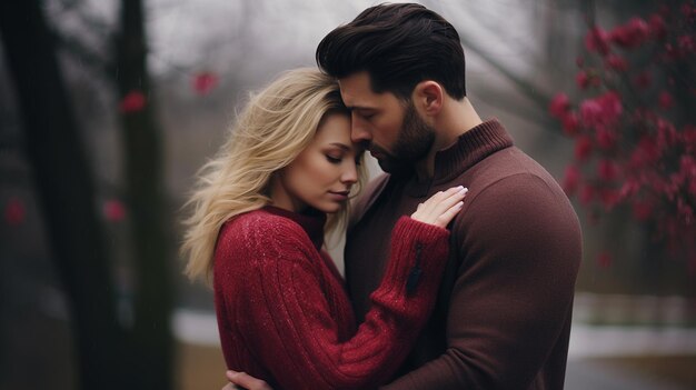 Foto um casal romântico a abraçar-se