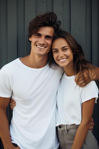 Um casal sorridente .