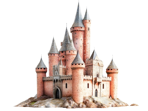 um castelo com torres e uma porta