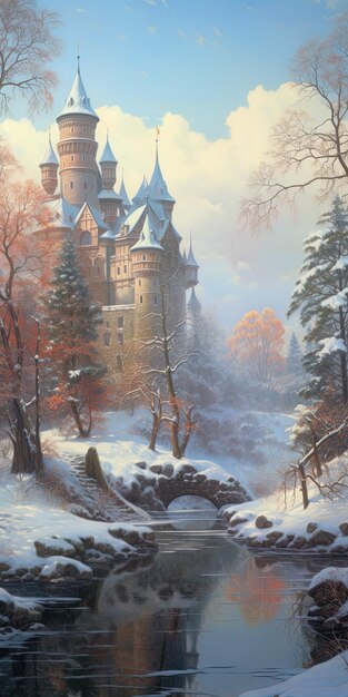 Foto um castelo na neve.