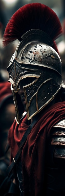 Um cavaleiro em armadura com uma capa vermelha e uma capa vermelho.