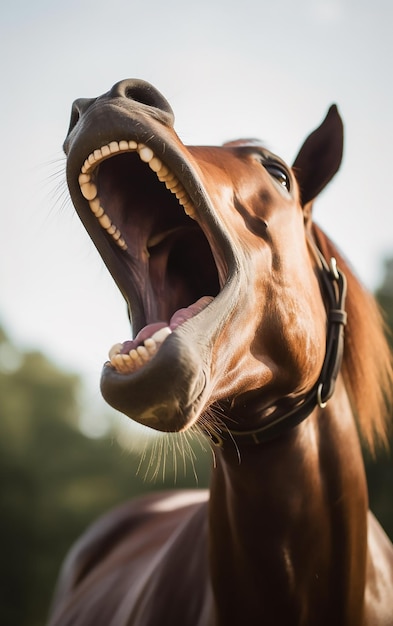 Cavalo Novo Com Boca Aberta Imagem de Stock - Imagem de sorriso, selvagem:  31668367