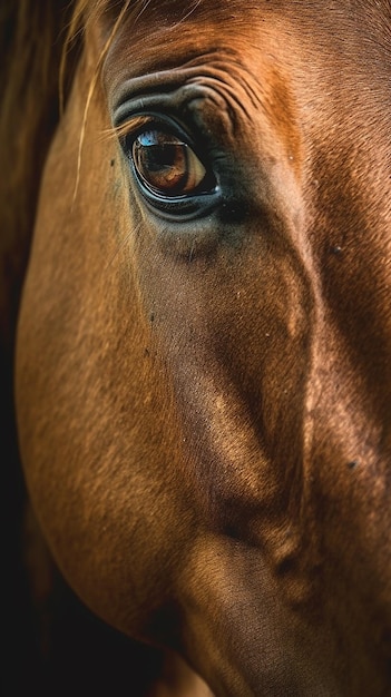 um cavalo com olhos castanhos e olhos castanhos