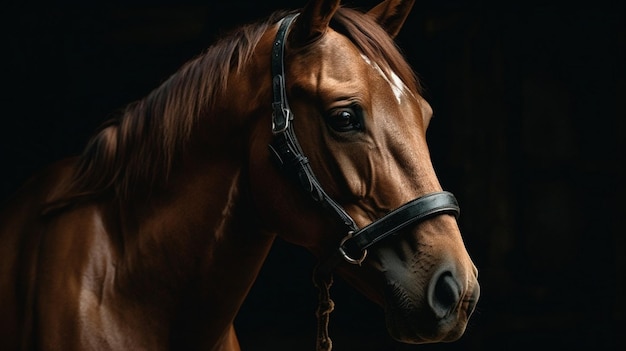 Um cavalo com um freio nele