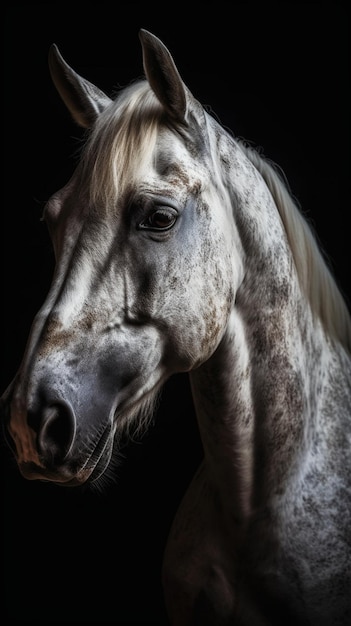 Um cavalo com uma crina branca